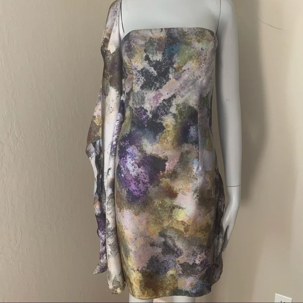 NWT SACHIN + BABI Silk Monet Ankasa Vickie Dress One Shoulder Wrap Pastel Size 4 - Picture 11 of 16